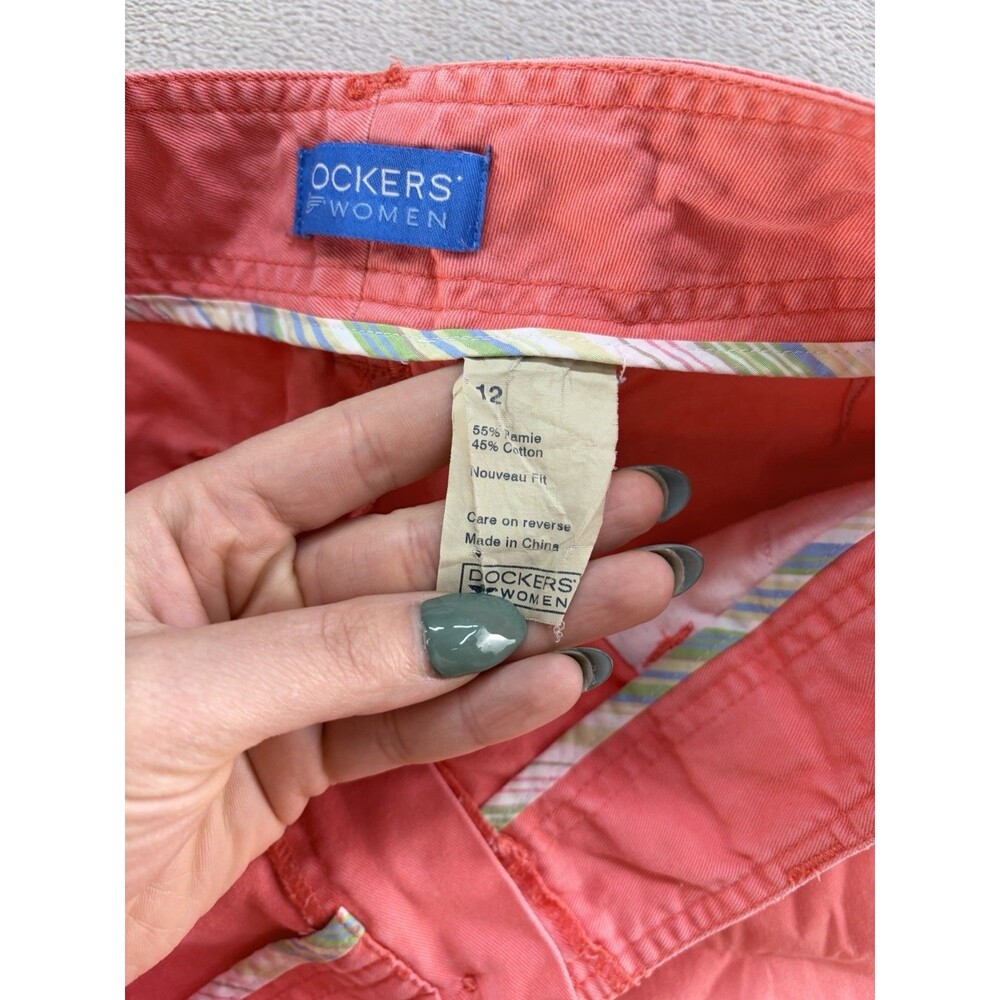 Dockers Nouveau Fit Womens 12 Capris Dark Peach Cotton Blend Chino Stretch - Picture 8 of 9